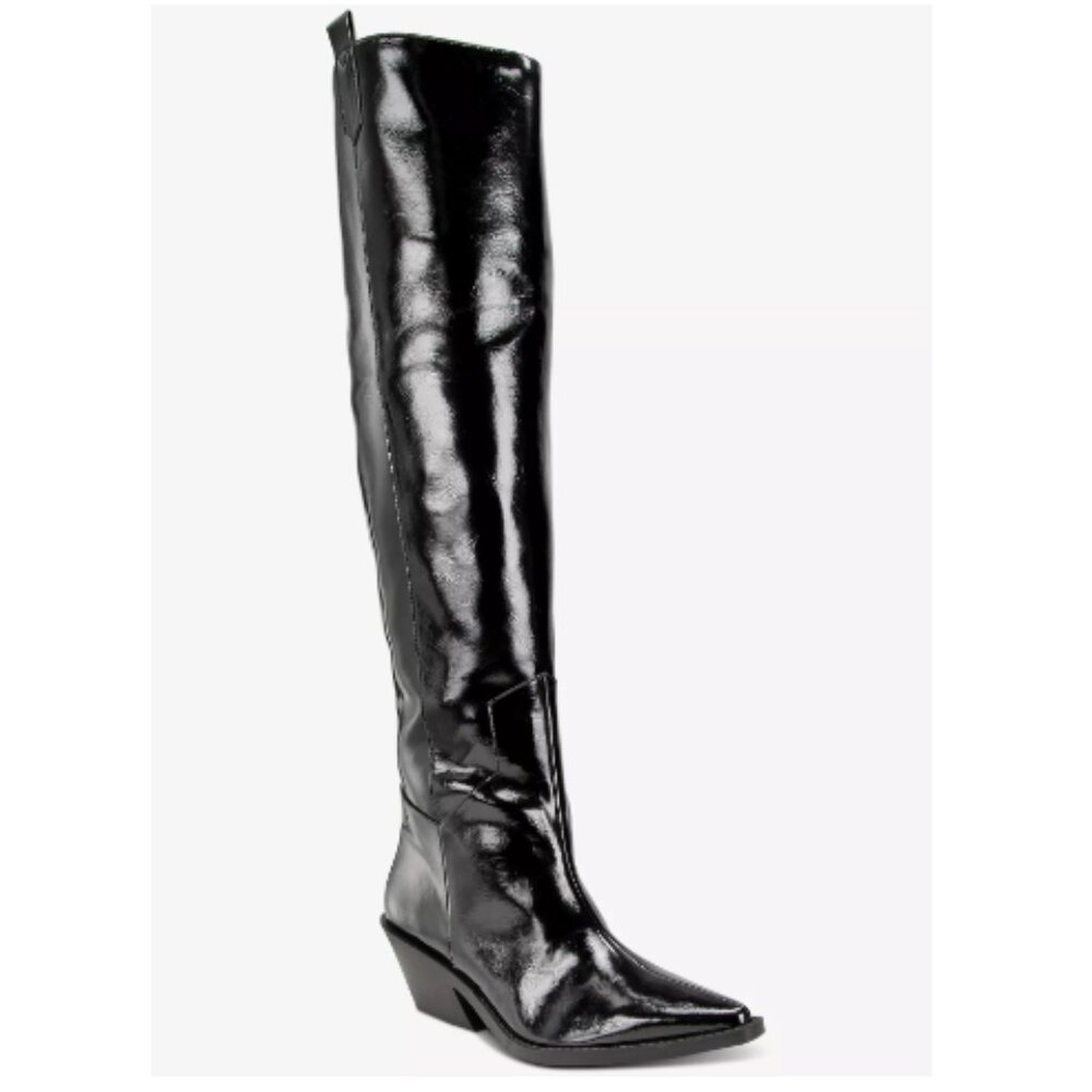 Wild Pair Women Luela Faux Leather Over-The-Knee Western Boots Black Size 9M NWB